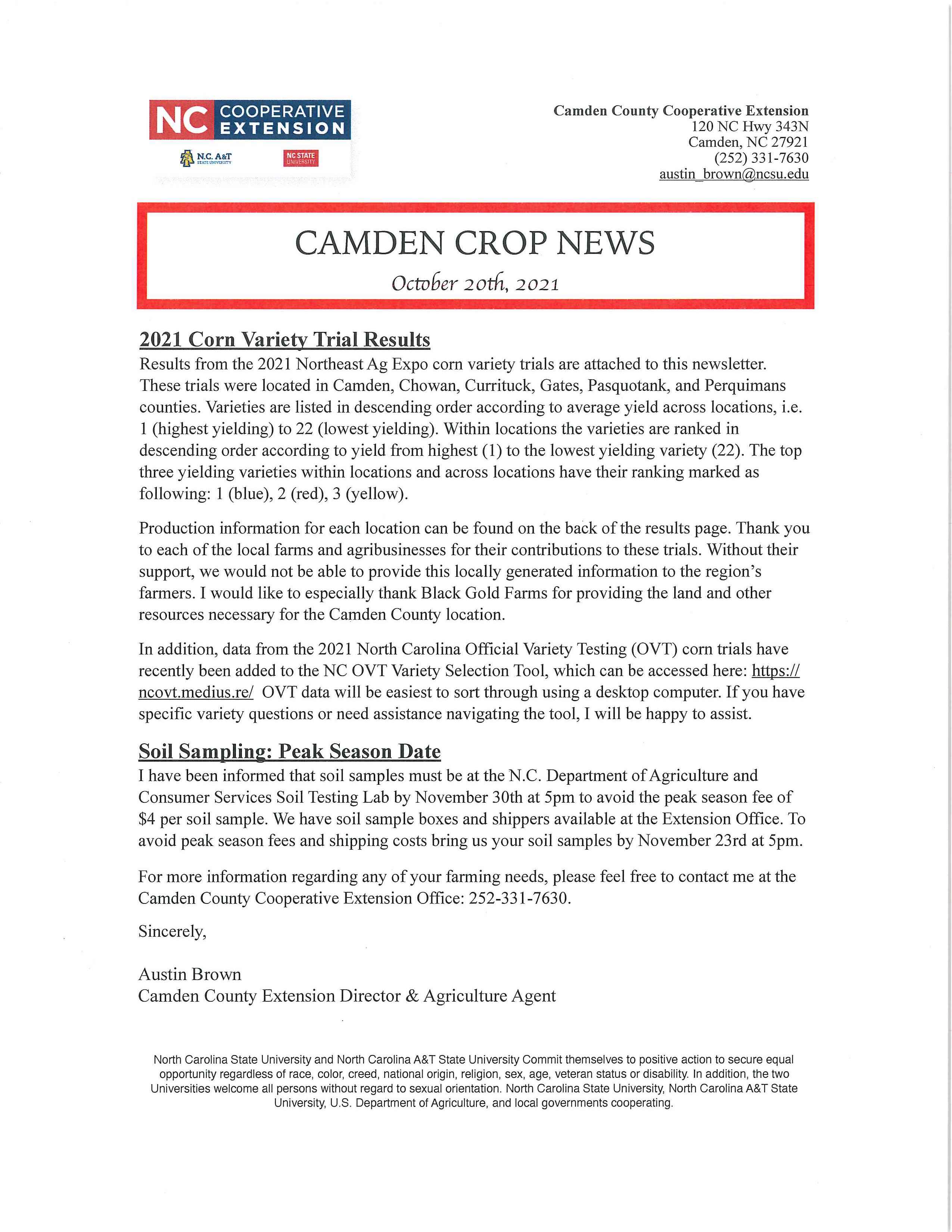 Camden Crop News flyer