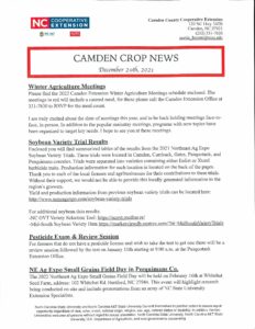 Cover photo for Camden Crop News:  December 29, 2021