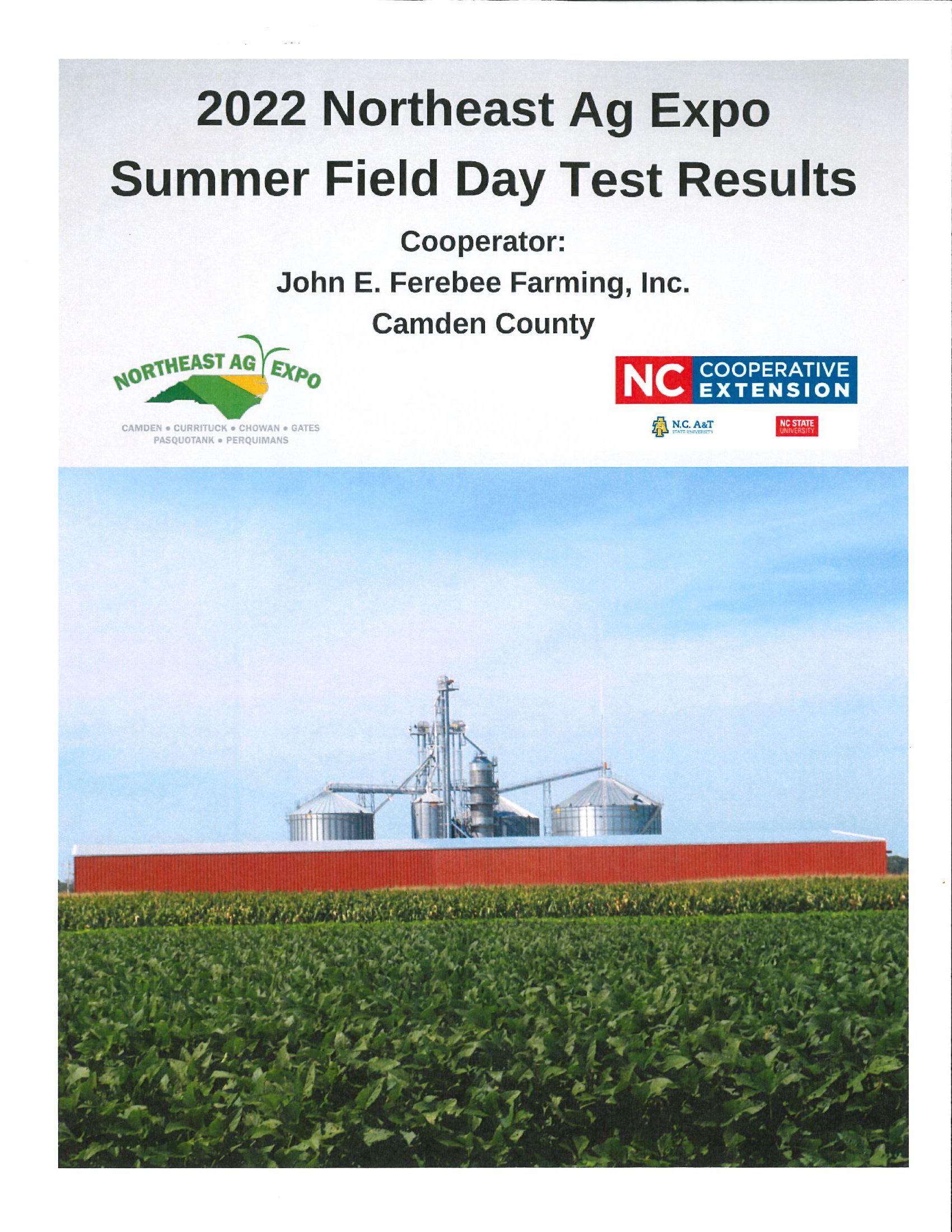 2022 Northeast Ag Expo Summer Field Day Test Results