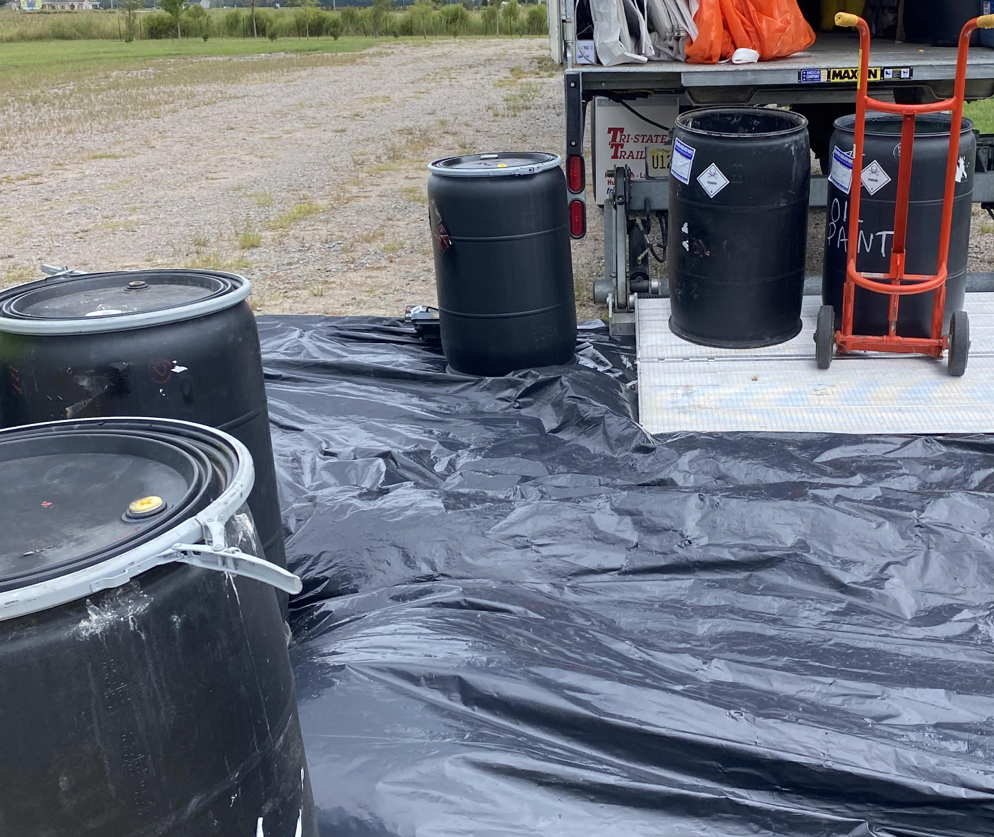 Picture of barrels used during pesticide disposal day in Camden County