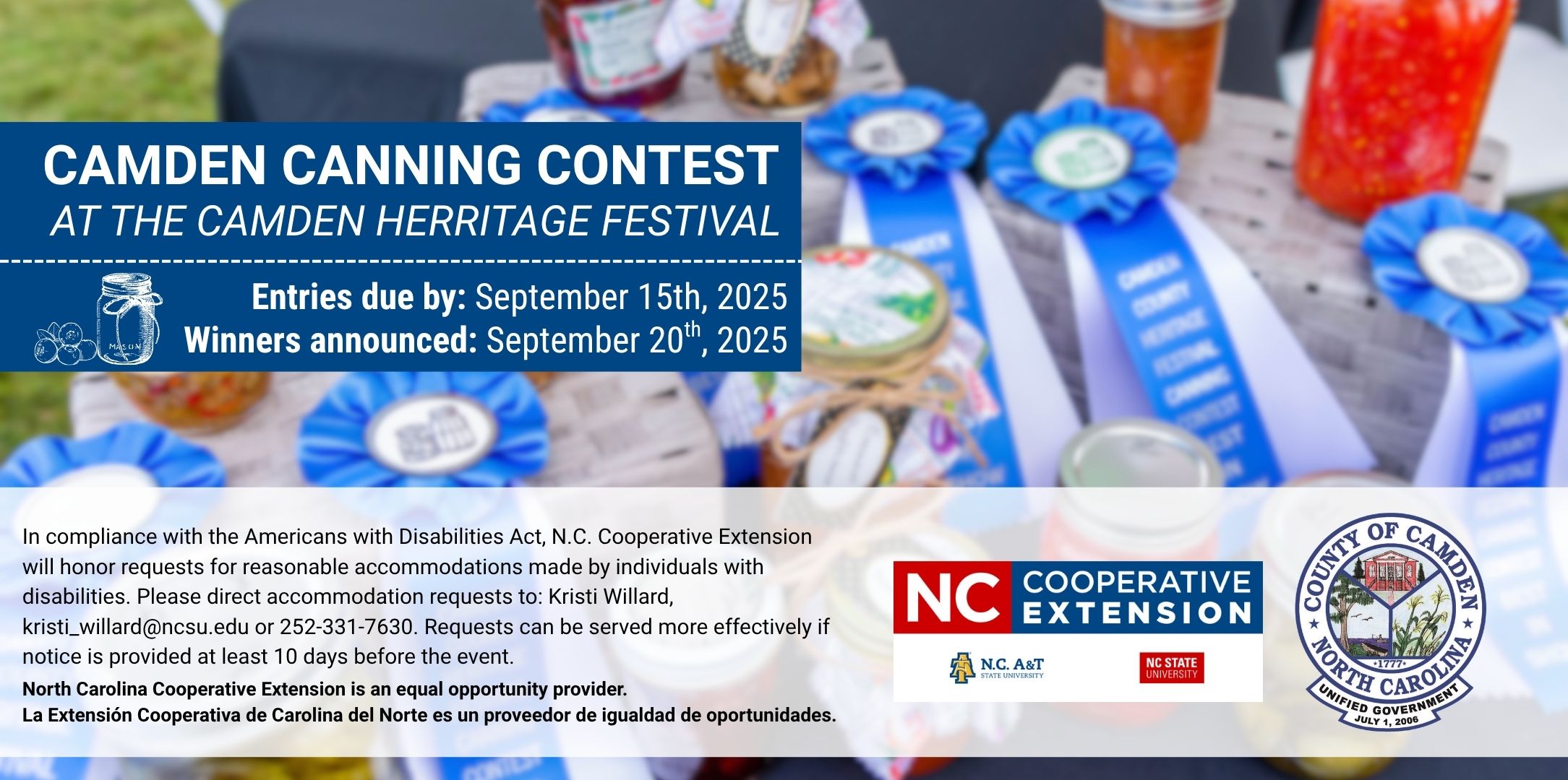 Picture of canned goods with contest date